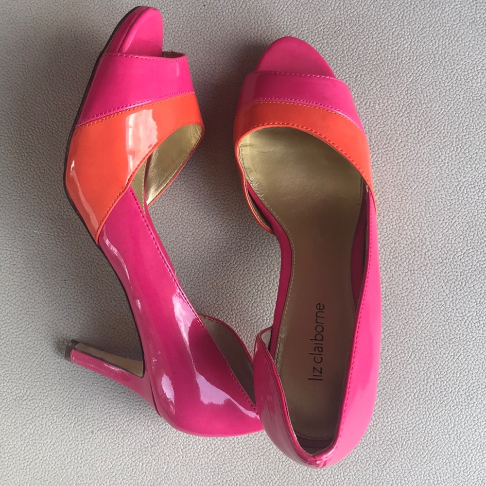 LIZ CLAIBORNE Pink and orange HEELS